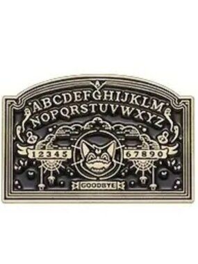 Ouija Board Rectangle Gold Tone Black Enamel Pin Cat